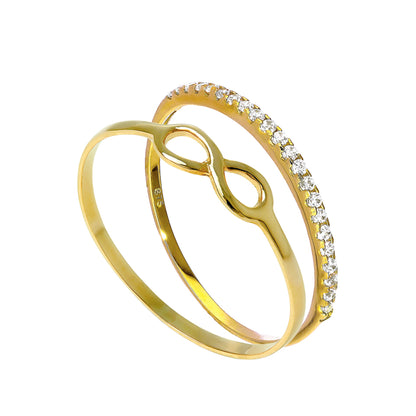 9 Karat Gold Infinity & Eternity Stapelringe im Set
