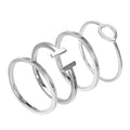 Sterlingsilber geometrische ovale & schlichte Stapelringe im Set