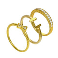 Vergoldetes Sterlingsilber Bar & CZ Eternity Stapelring Set