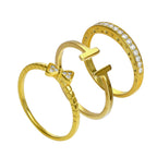 Vergoldetes Sterlingsilber Bar & CZ Eternity Stapelring Set