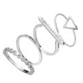 Sterlingsilber Dreieck & Bar Geometrische CZ Stapelringe Set