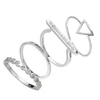Sterlingsilber Dreieck & Bar Geometrische CZ Stapelringe Set
