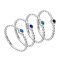 Sterlingsilber Blue Beaded CZ Stapelringe Set