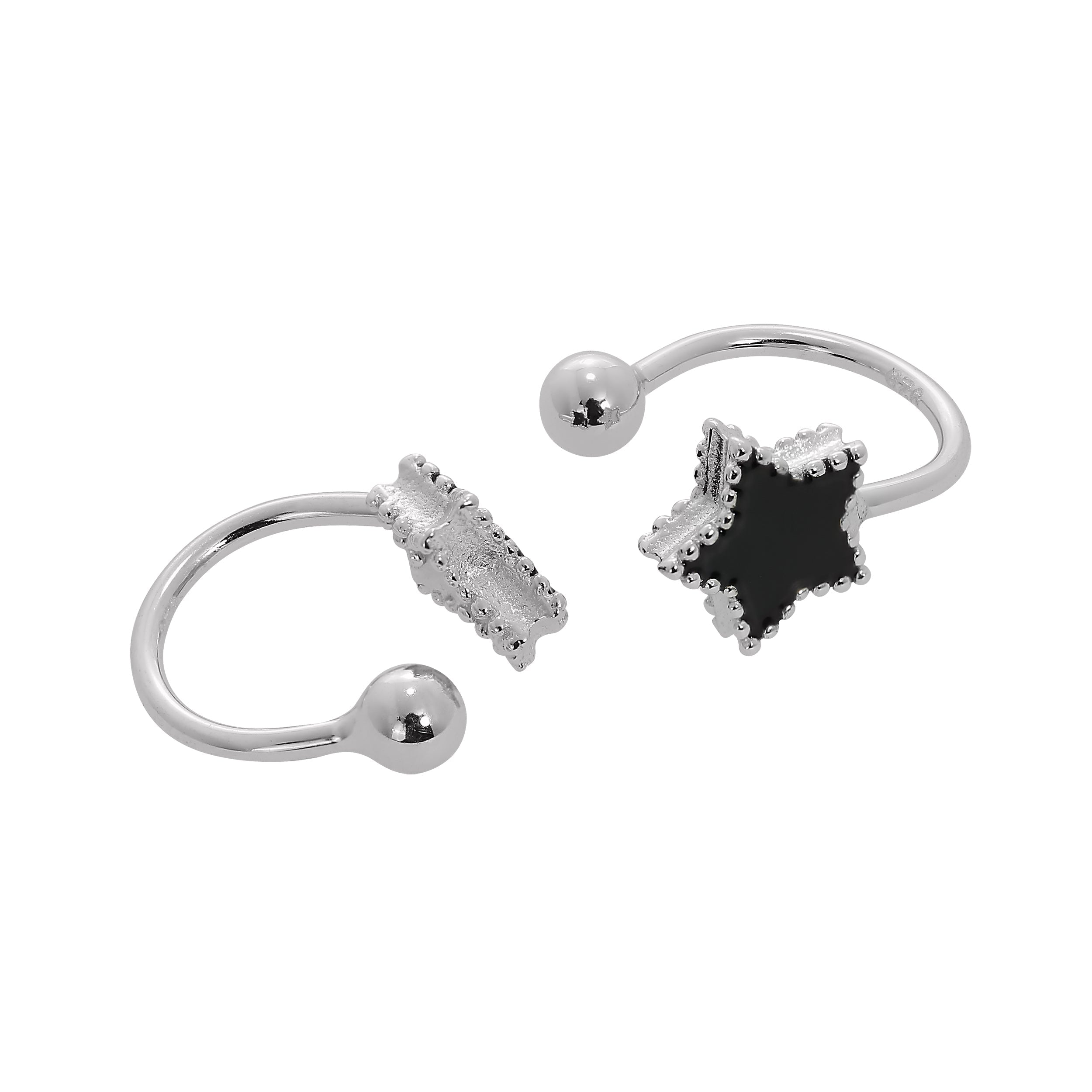 Sterlingsilber & Schwarz Emaille Stern Ohrmanschette