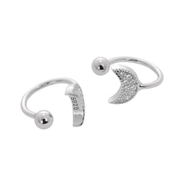 Sterlingsilber & CZ Kristall Halbmond Ohrmanschette