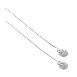 Sterlingsilber & CZ Kristall Weihnachtskugel Durchzieher Ohrringe