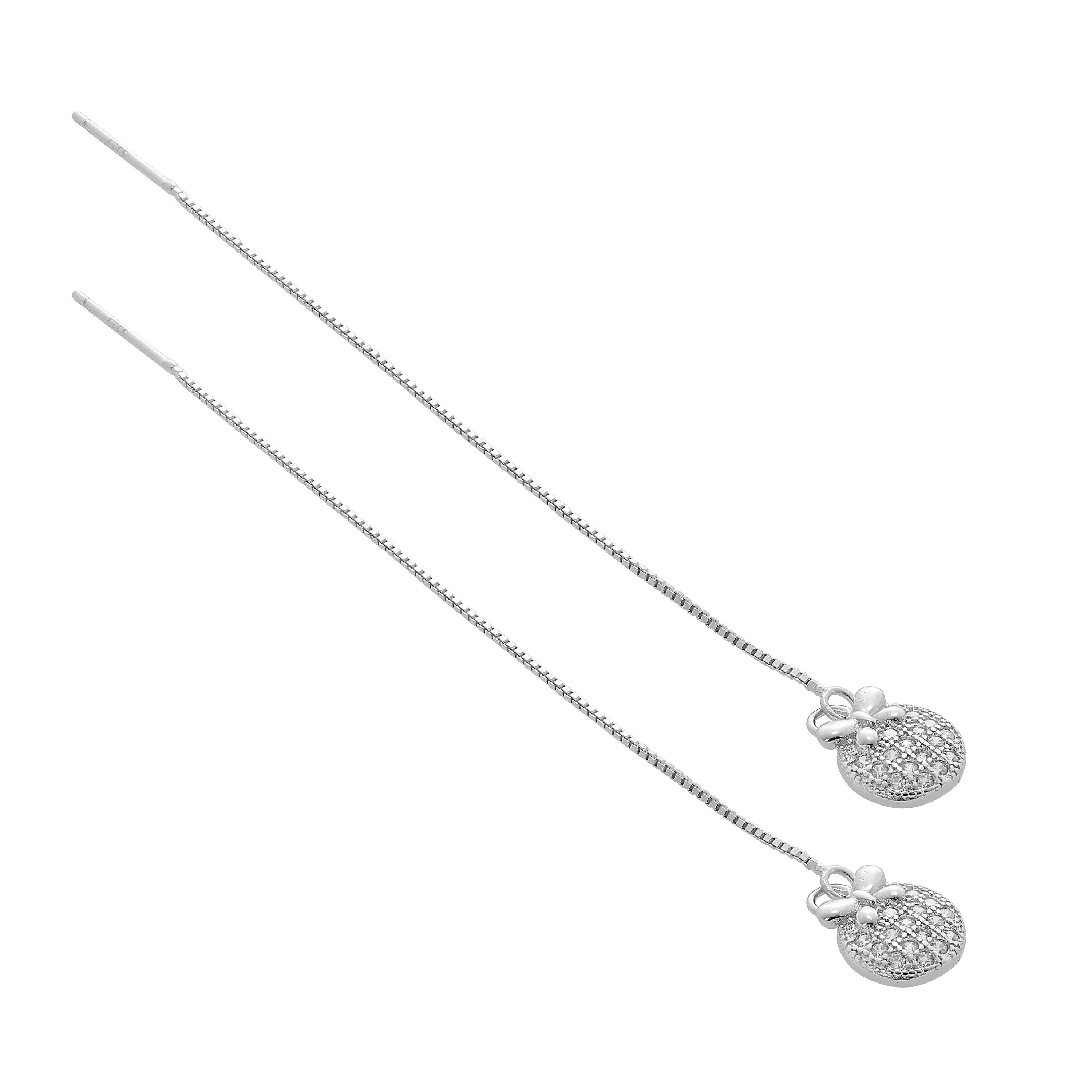 Sterlingsilber & CZ Kristall Weihnachtskugel Durchzieher Ohrringe