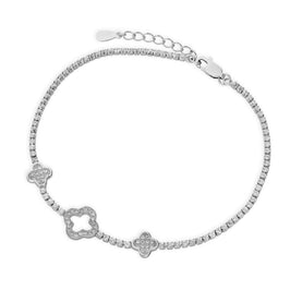 Sterlingsilber & CZ Kristall Blume Armband