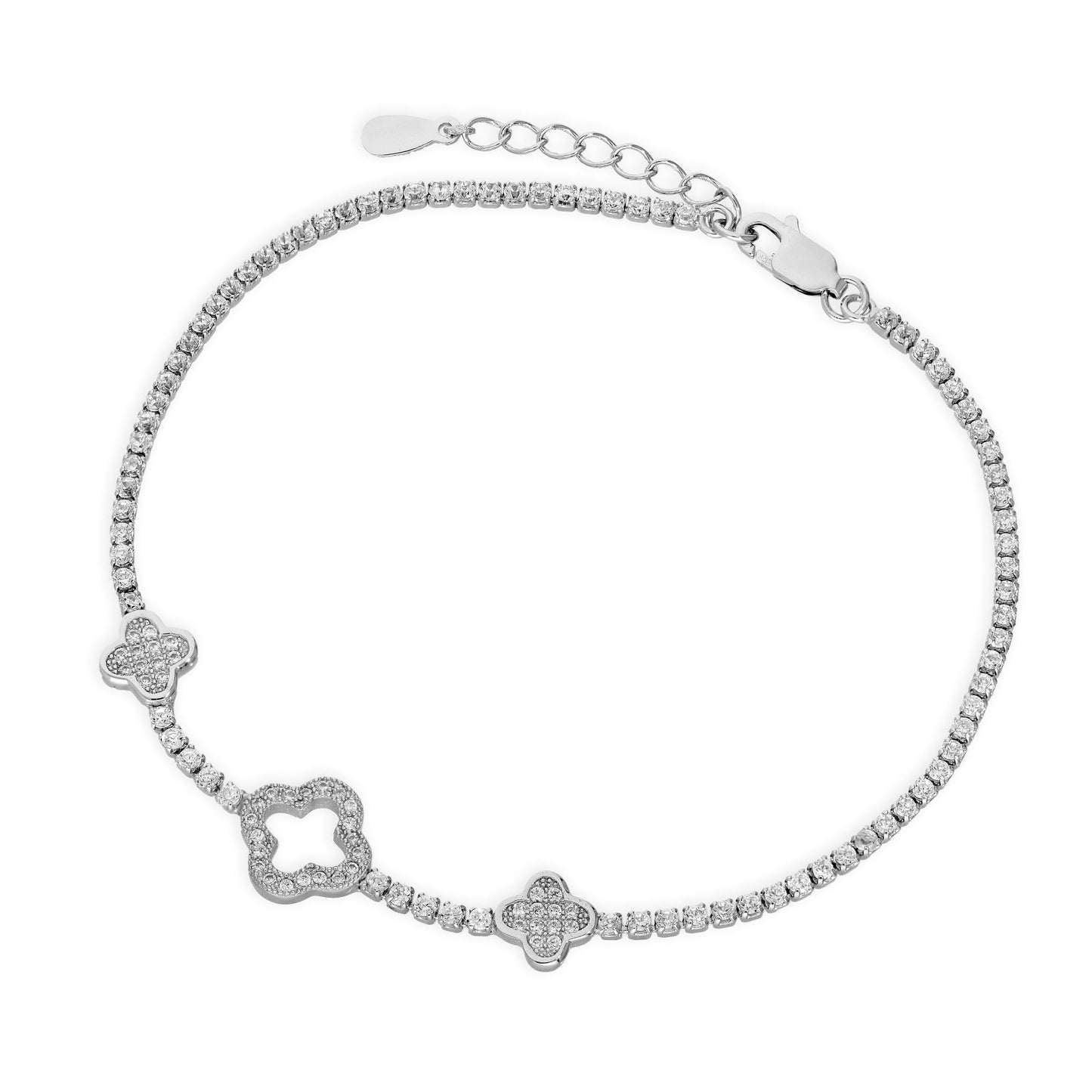 Sterlingsilber & CZ Kristall Blume Armband