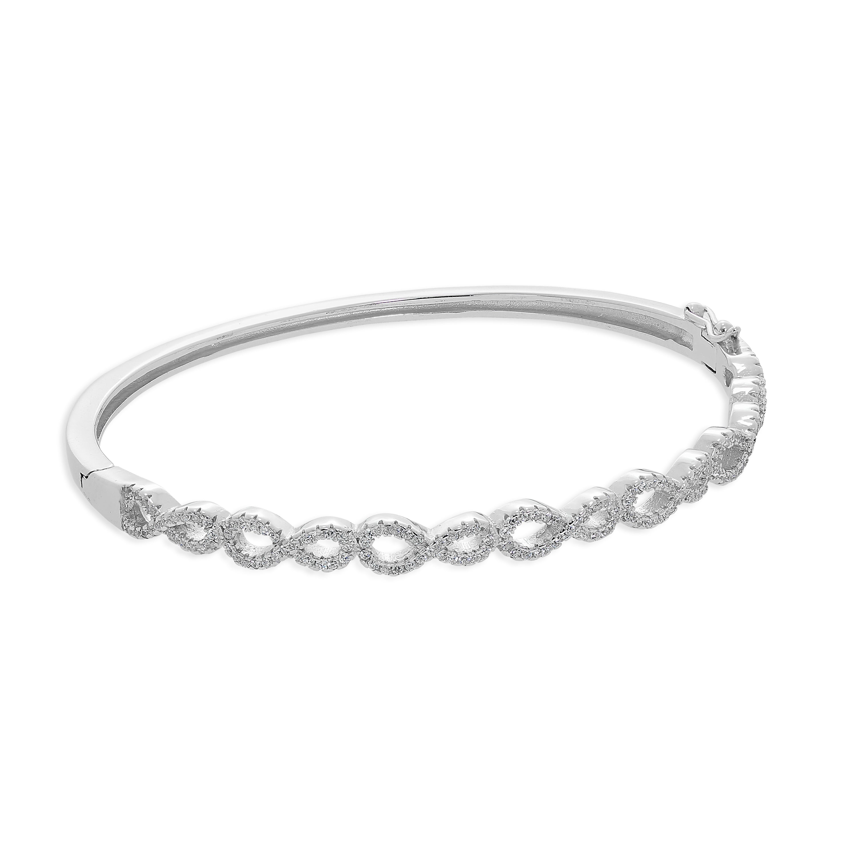 Sterlingsilber & Klar CZ Kristall Unendlichkeit Symbol Scharnier Oval Armreif