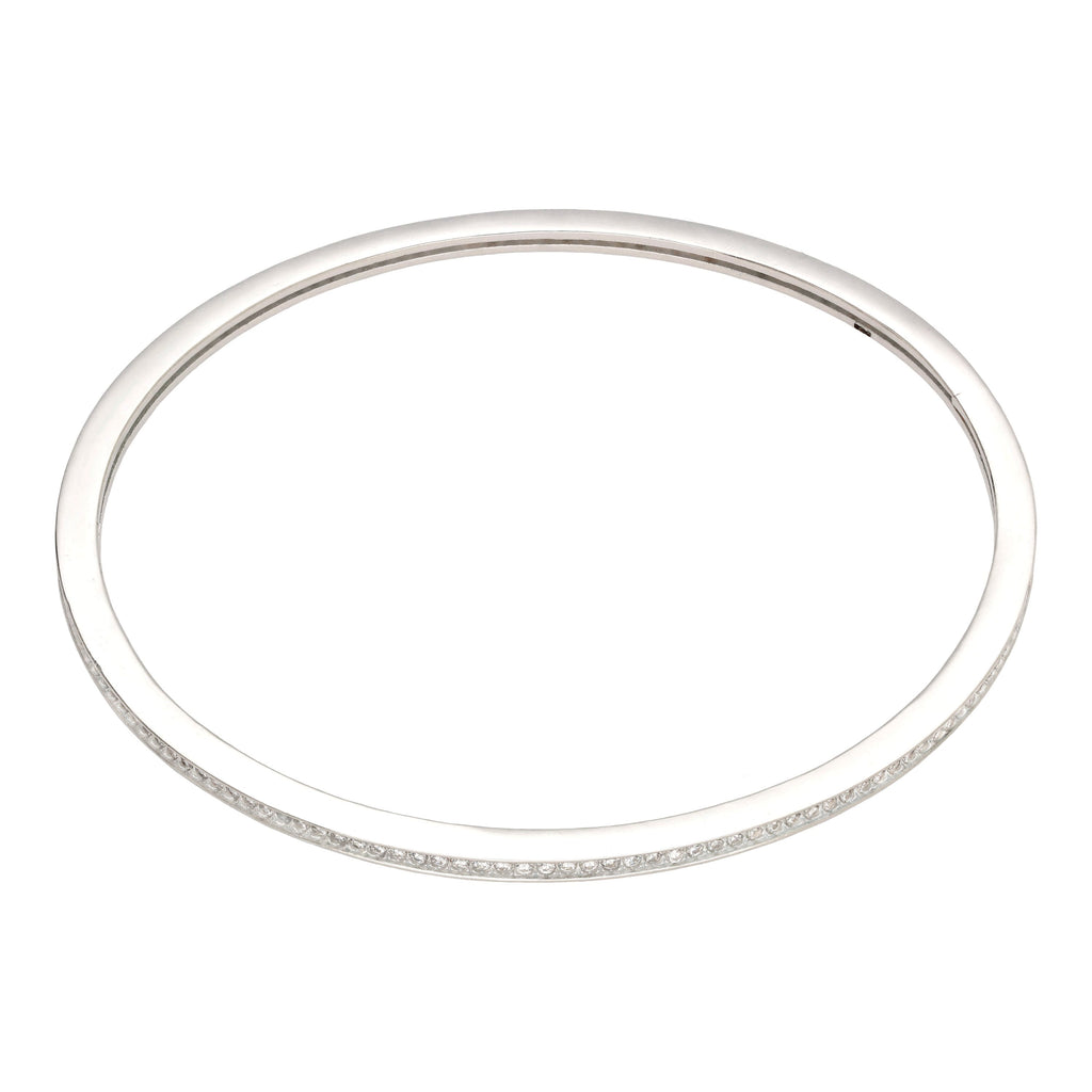 Runder Armreif aus Sterlingsilber mit klaren CZ-Kristallen, 61 mm