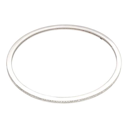 Runder Armreif aus Sterlingsilber mit klaren CZ-Kristallen, 61 mm