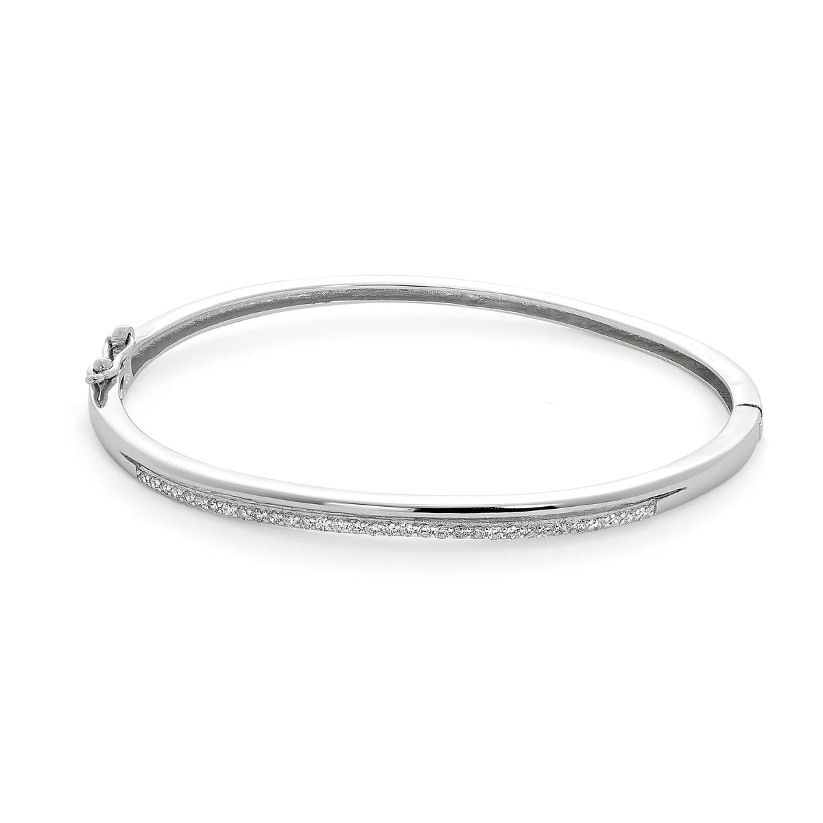 Sterlingsilber & Klar CZ Kristall Scharnier Oval Armreif