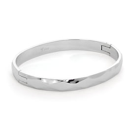 Sterlingsilber Dick Band Diamantschliff Oval Armreif