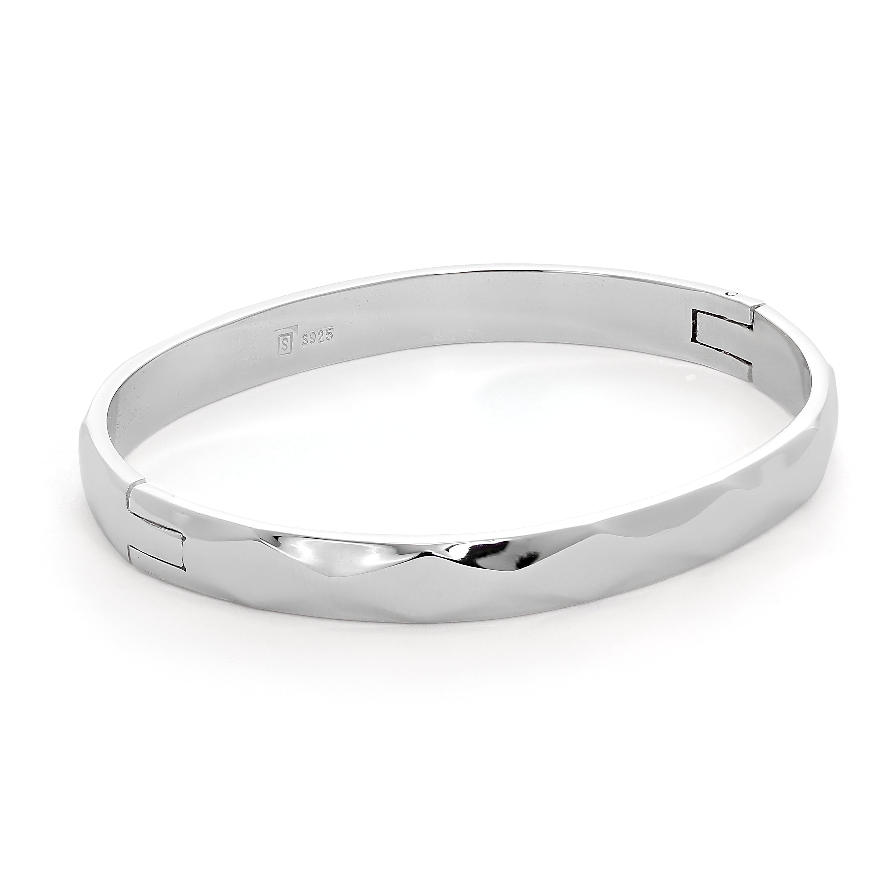 Sterlingsilber Dick Band Diamantschliff Oval Armreif