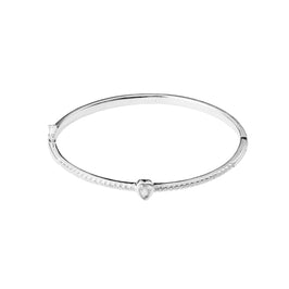 Sterlingsilber & Klar CZ Kristall Herz Scharnier Oval Armreif