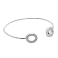 Sterlingsilber & Klar CZ Kristall Oval Armreif Torque Armreif