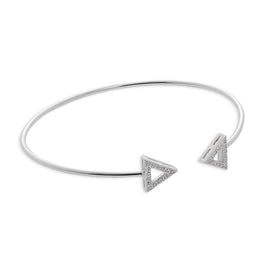 Sterlingsilber & Klar CZ Kristall Dreiecke Torque Armreif