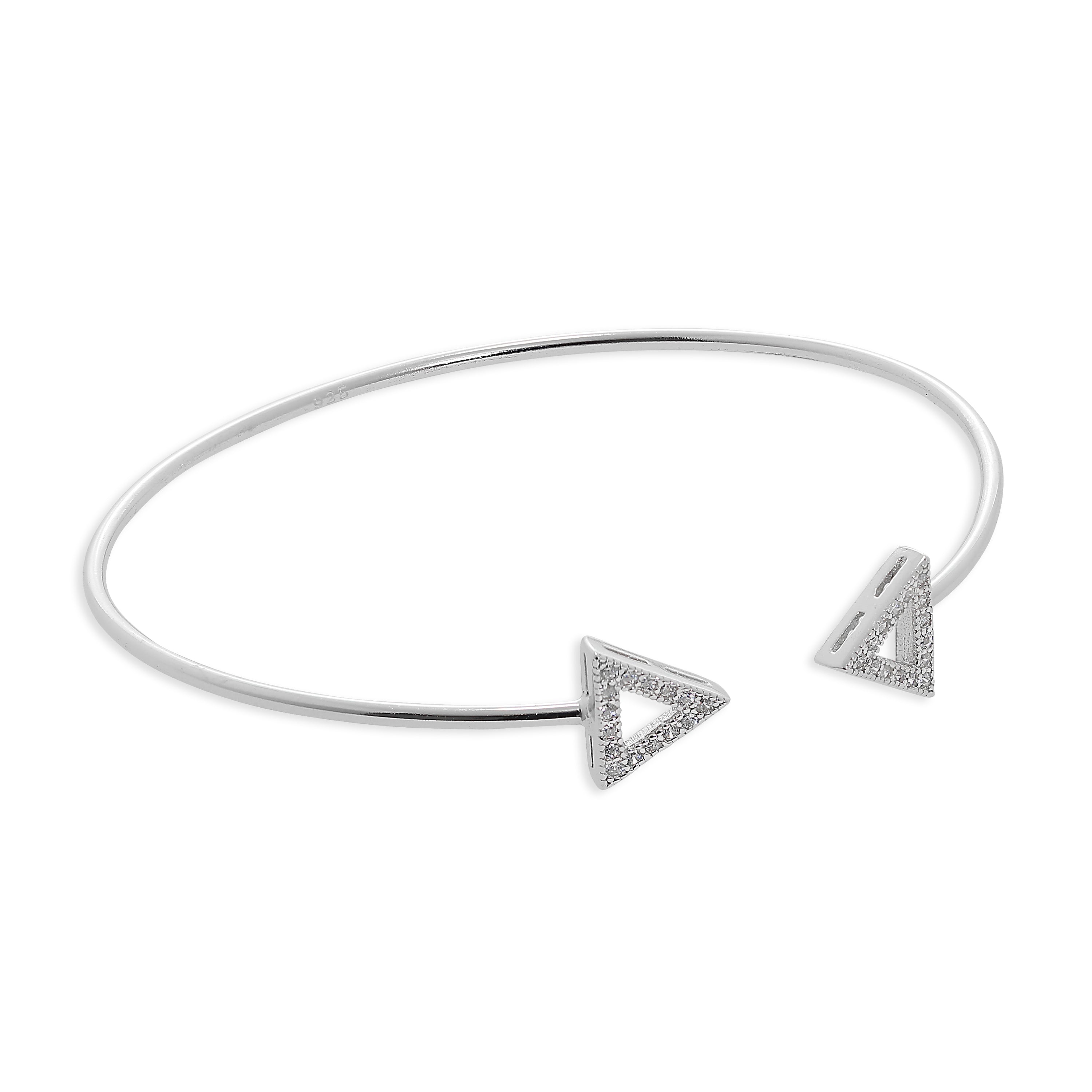 Sterlingsilber & Klar CZ Kristall Dreiecke Torque Armreif