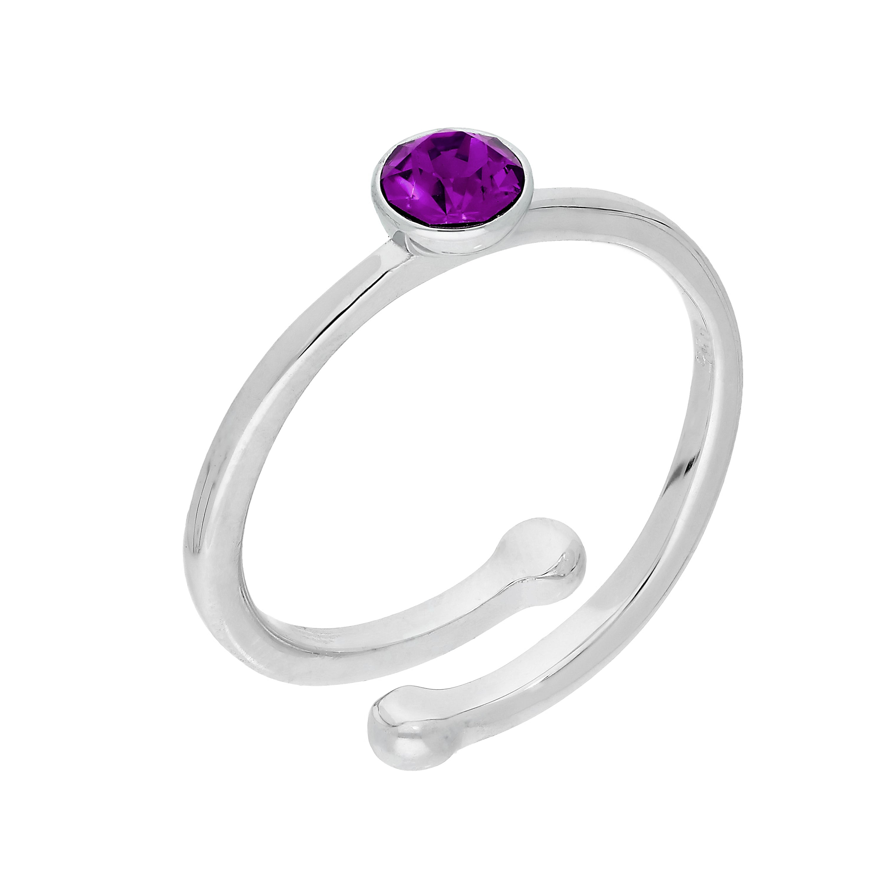 Sterlingsilber & CZ Kristall Einstellbare Geburtsstein Ringe