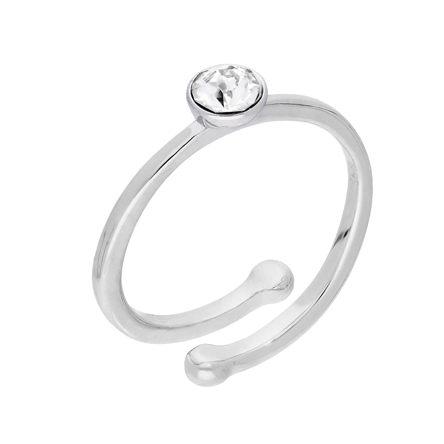 Sterling Silber & CZ Kristall Einstellbare Geburtsstein Ringe