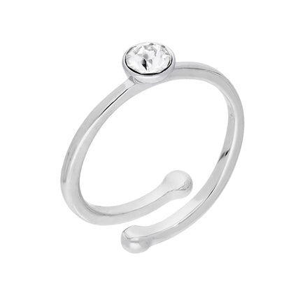 Sterling Silber & CZ Kristall Einstellbare Geburtsstein Ringe