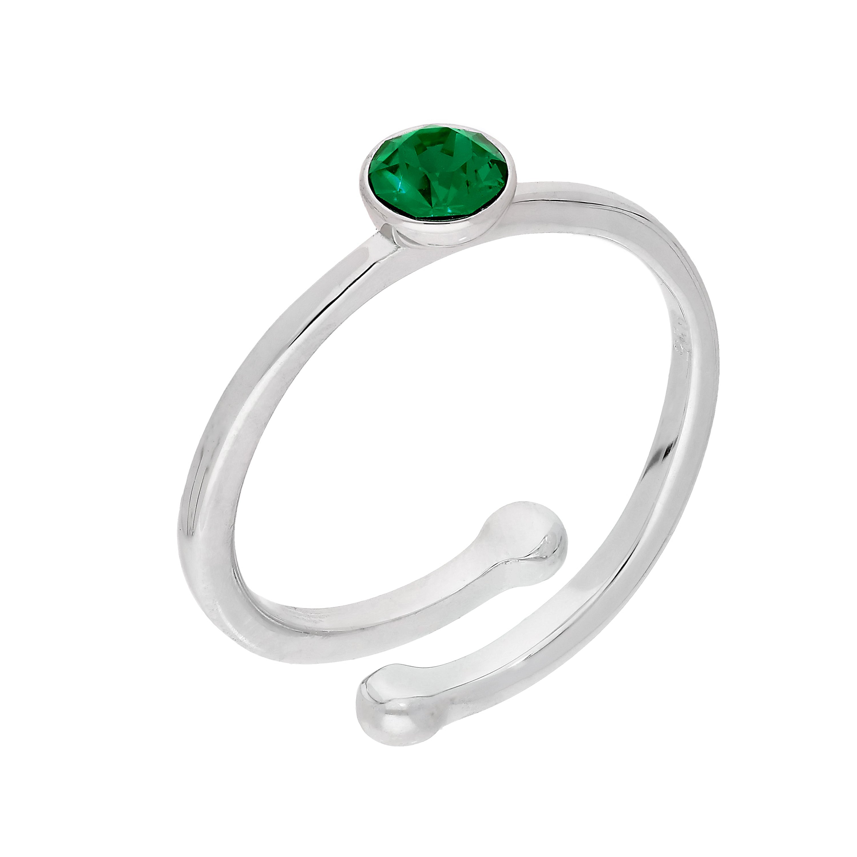Sterlingsilber & CZ Kristall Einstellbare Geburtsstein Ringe