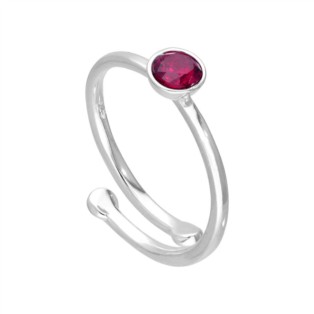 Sterlingsilber & CZ Kristall Einstellbare Geburtsstein Ringe