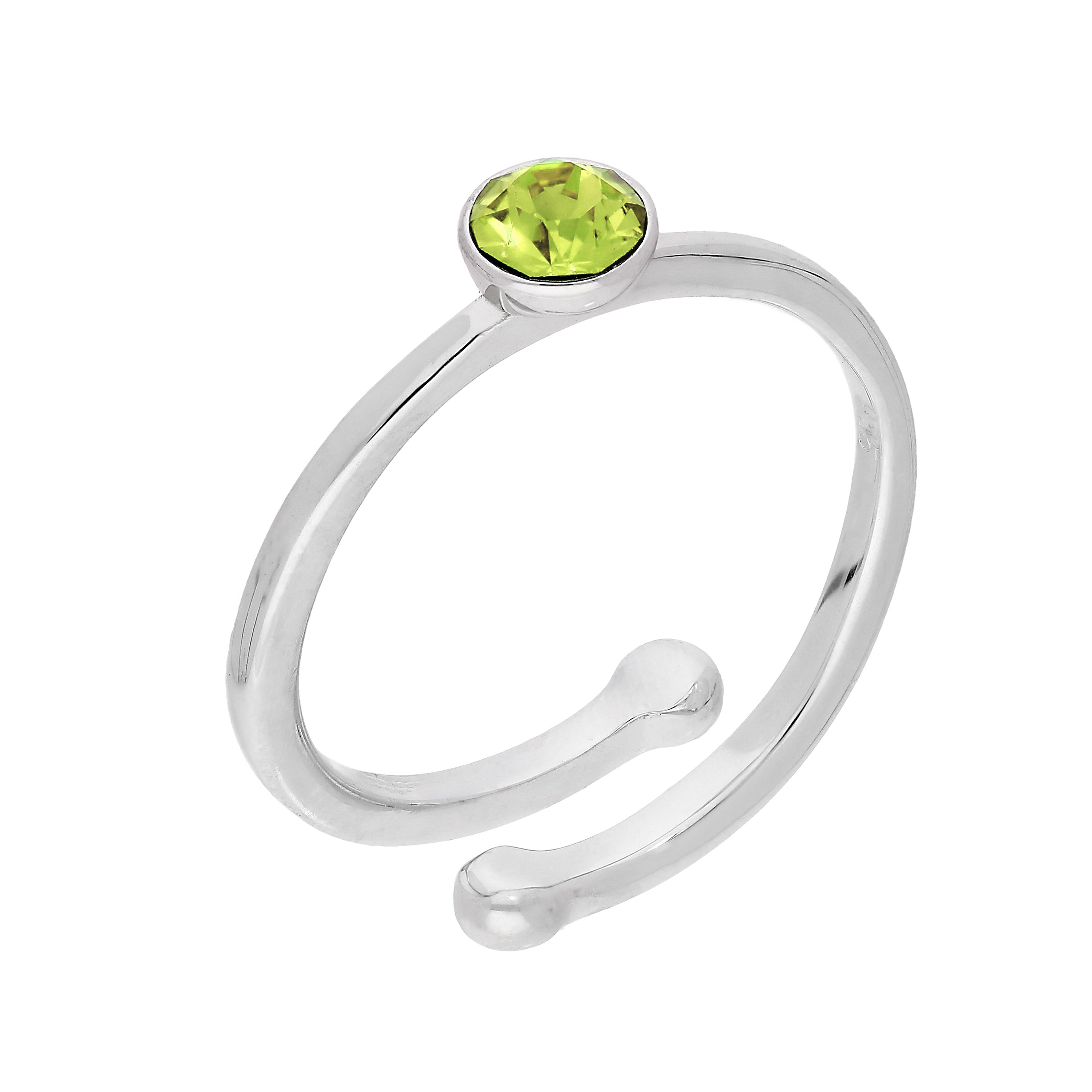 Sterlingsilber & CZ Kristall Einstellbare Geburtsstein Ringe