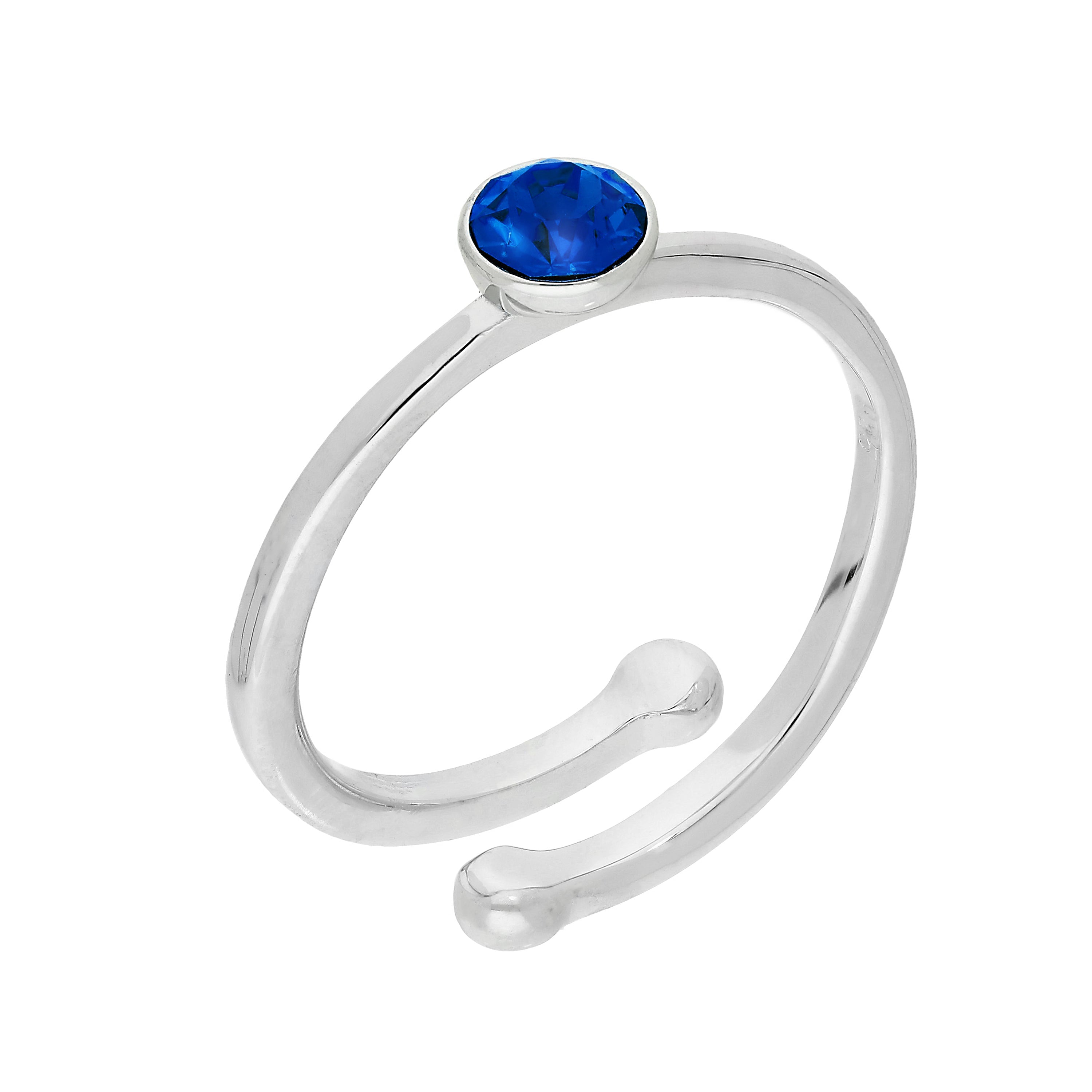 Sterlingsilber & CZ Kristall Einstellbare Geburtsstein Ringe