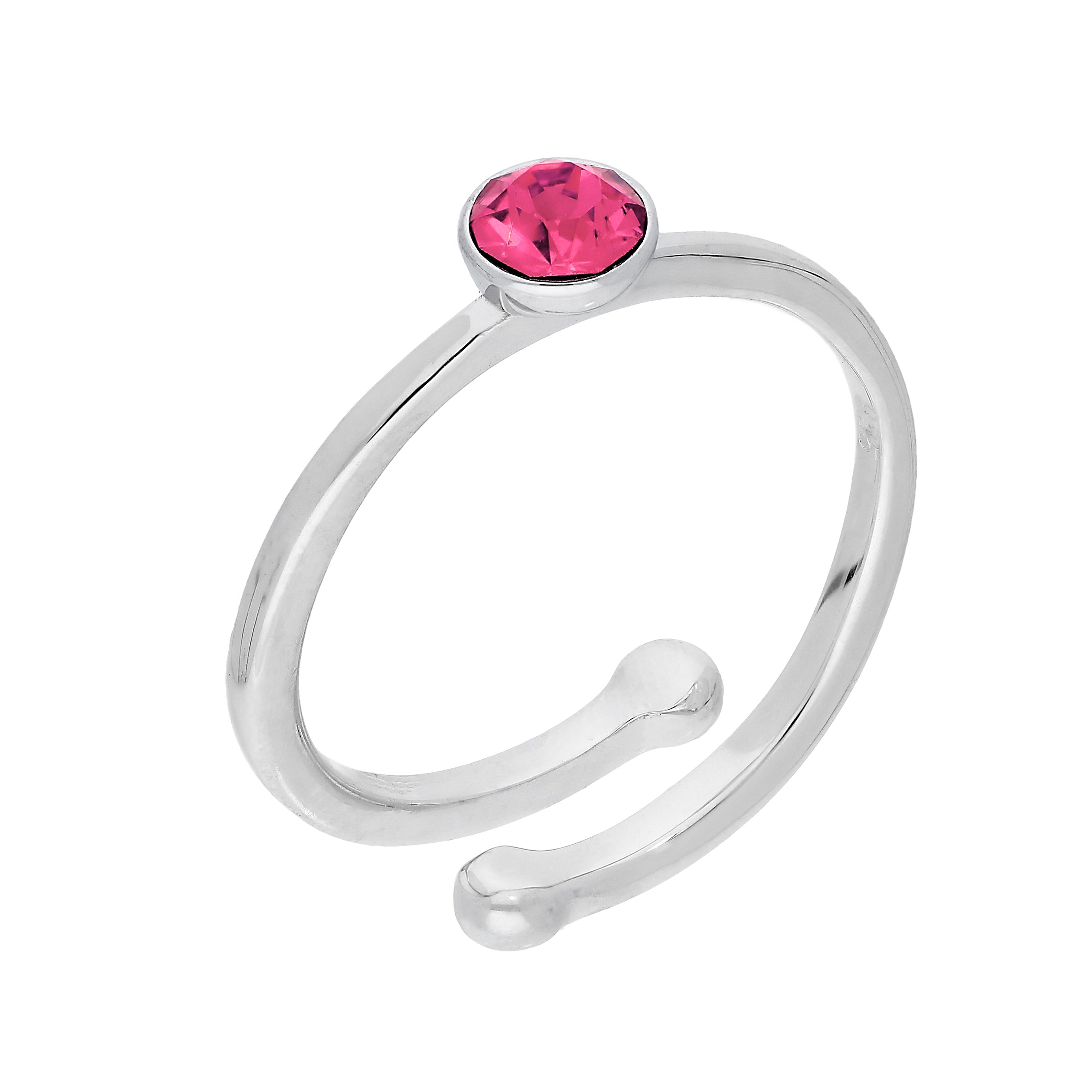 Sterlingsilber & CZ Kristall Einstellbare Geburtsstein Ringe