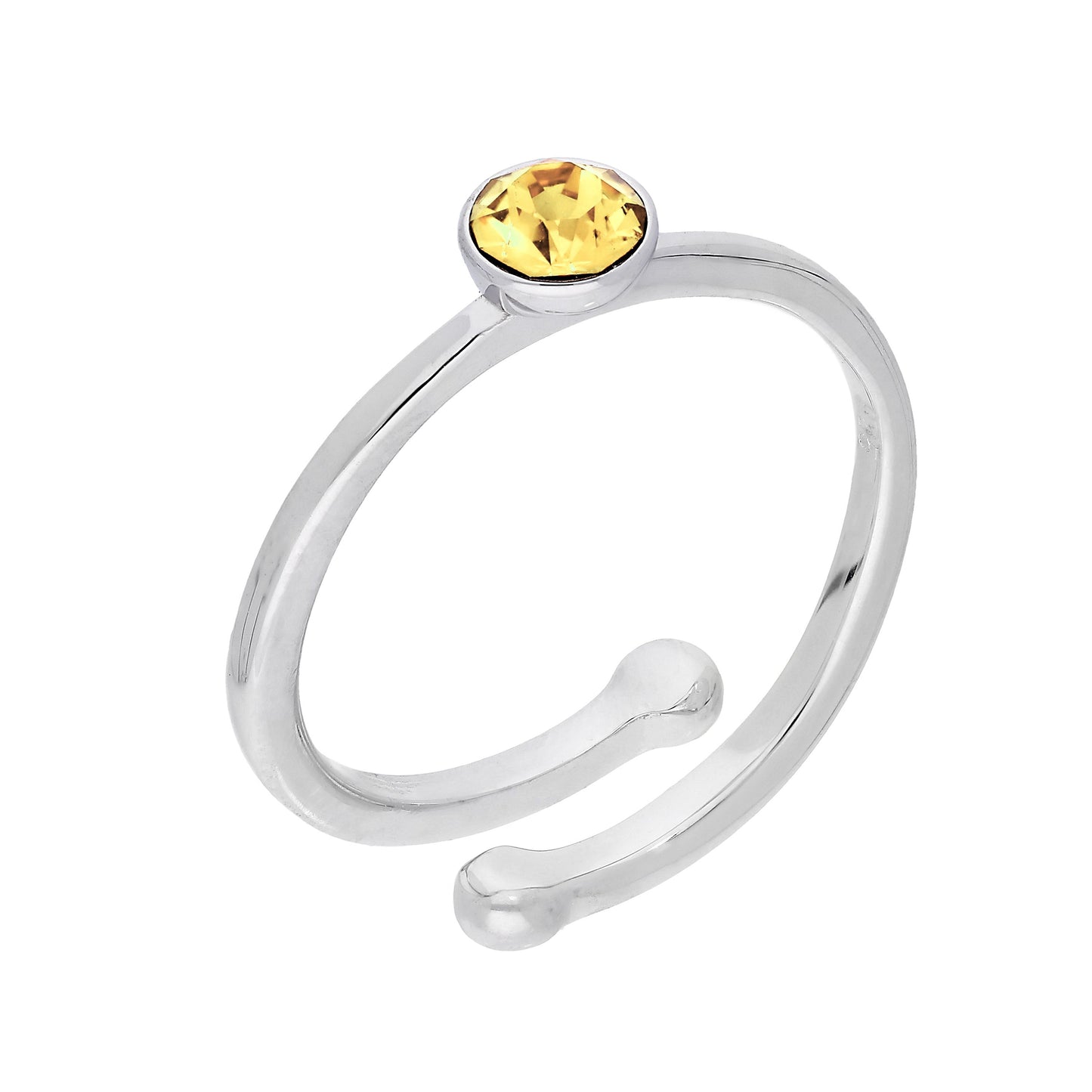 Sterling Silber & CZ Kristall Einstellbare Geburtsstein Ringe