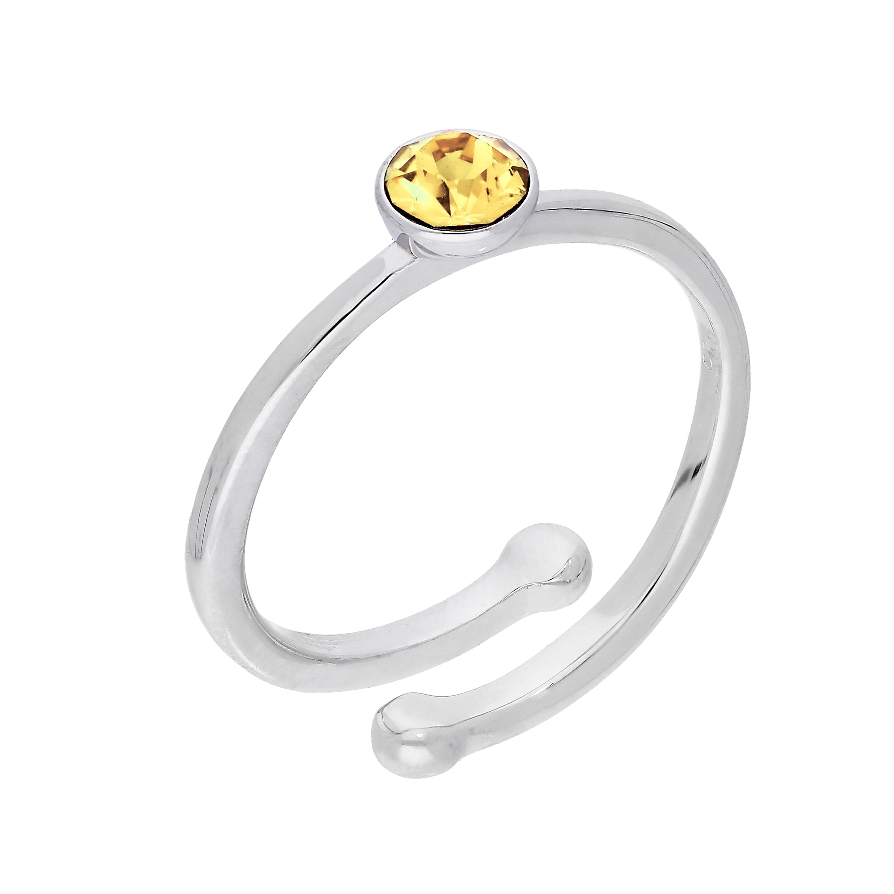 Sterlingsilber & CZ Kristall Einstellbare Geburtsstein Ringe