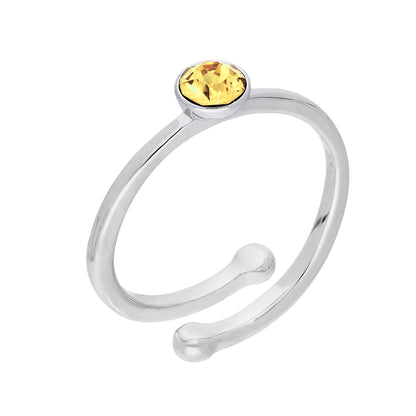 Sterling Silber & CZ Kristall Einstellbare Geburtsstein Ringe