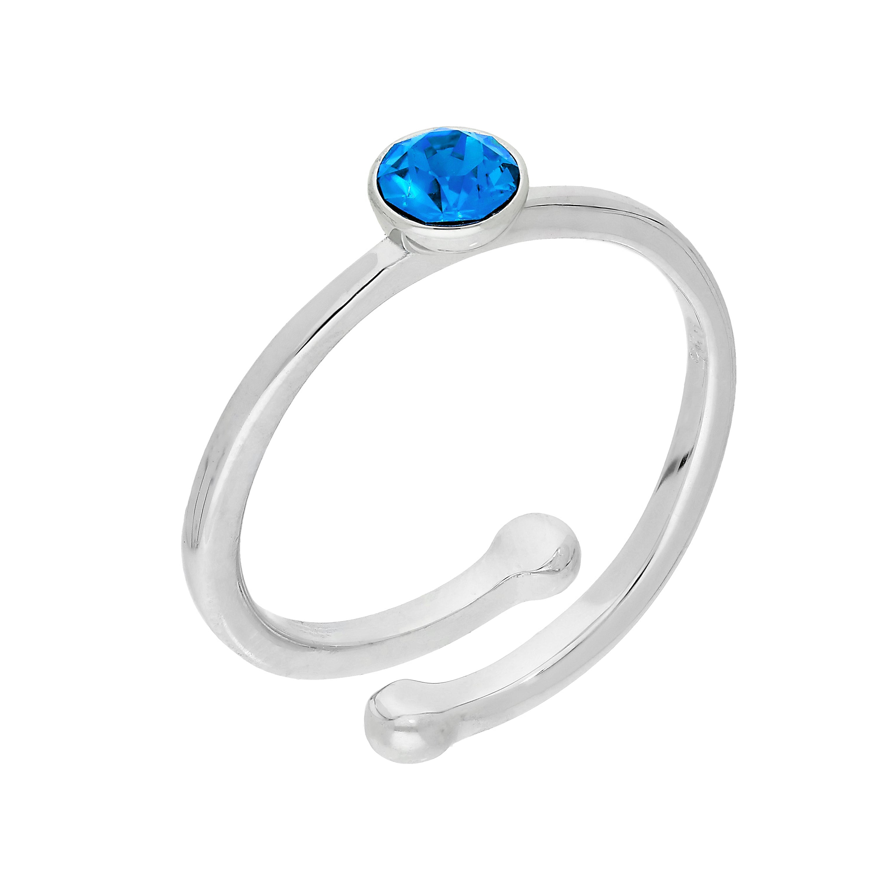 Sterlingsilber & CZ Kristall Einstellbare Geburtsstein Ringe