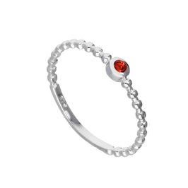 Sterlingsilber & Granat CZ Kristall Januar Geburtsstein Perlenband Ring I - U