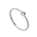 Sterlingsilber & Aquamarin CZ Kristall März Geburtsstein Perlenband Ring I - U