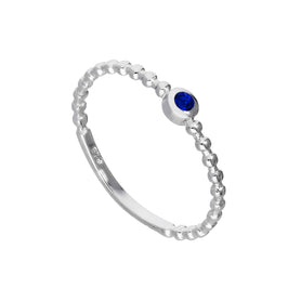 Sterlingsilber & Saphir CZ Kristall September Geburtsstein Perlenbandring I-U