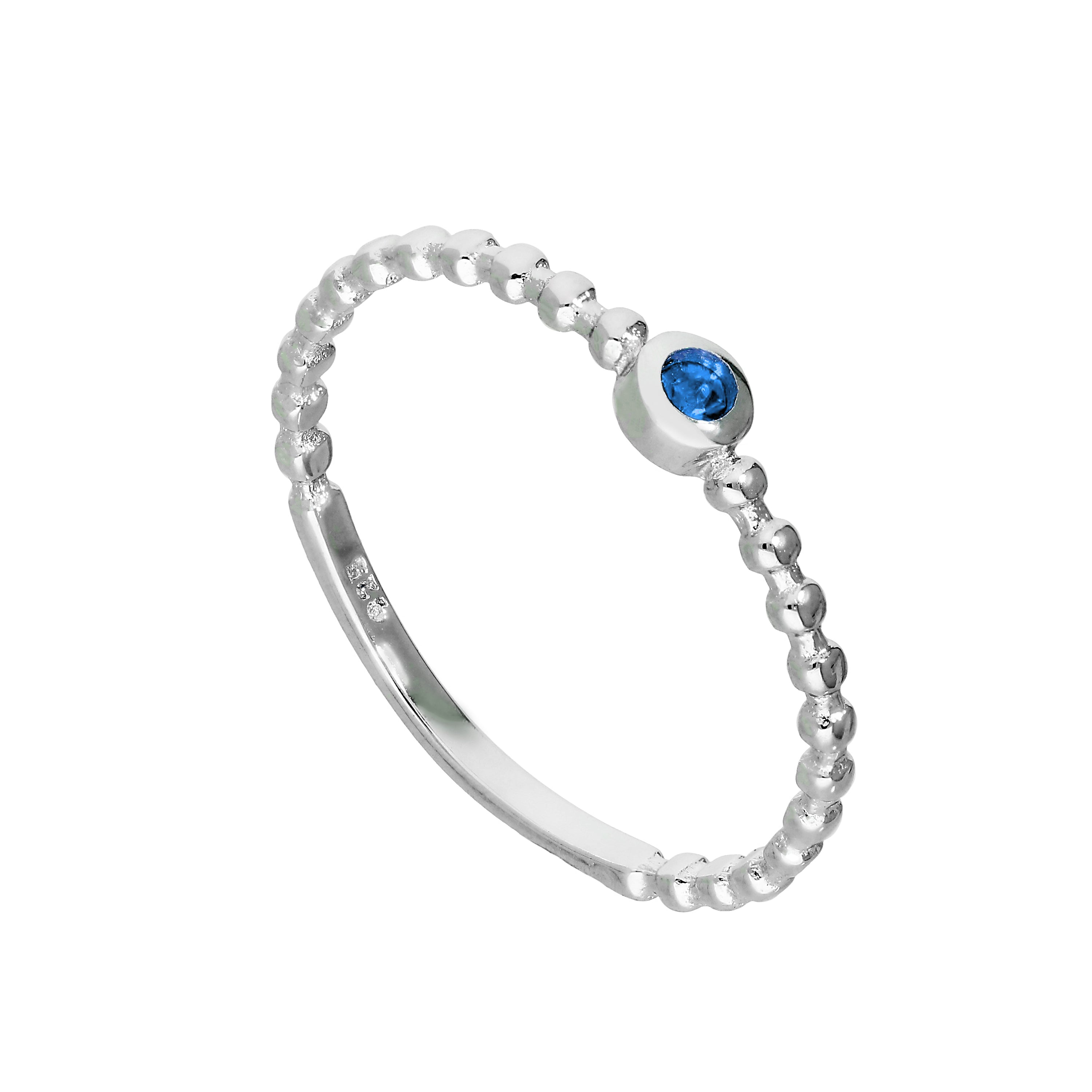 Sterlingsilber & Tansanit CZ Kristall Dezember Geburtsstein Perlenring I-U