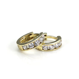 9 Karat Gold 7 mm Kristall Klappcreolen Scharnier Creolen Ohrringe