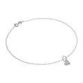 Fein Sterlingsilber Belcher Fußkette mit Klein Flach Herz Anhänger - 25,5 cm