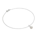 Fein Sterlingsilber Belcher Fußkette mit Perle Anhänger - 25,5 cm