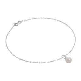 Fein Sterlingsilber Belcher Fußkette mit Perle Anhänger - 25,5 cm