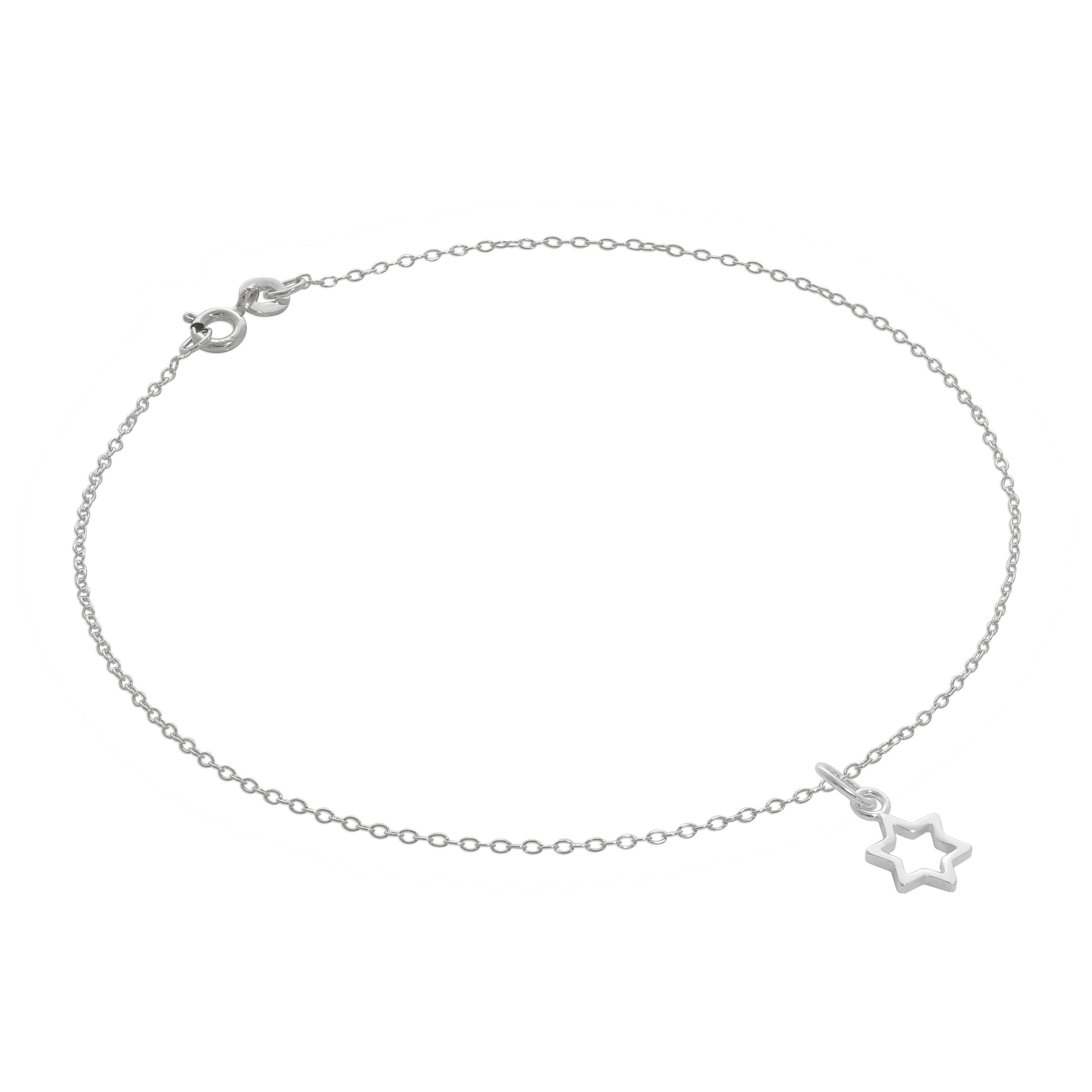 Fein Sterlingsilber Belcher Fußkette mit Kontur Stern - 25,5 cm