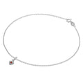 Feines Sterlingsilber Belcher Fußkettchen mit CZ Kristall Geburtsstein Herz Charme - 25 cm