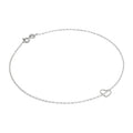 Fein Sterlingsilber Belcher Fußkette mit Winzig Offen Herz Anhänger - 25,5 cm