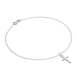 Fein Sterlingsilber Belcher Fußkette mit Klein Einfach Kreuz - 25,5 cm