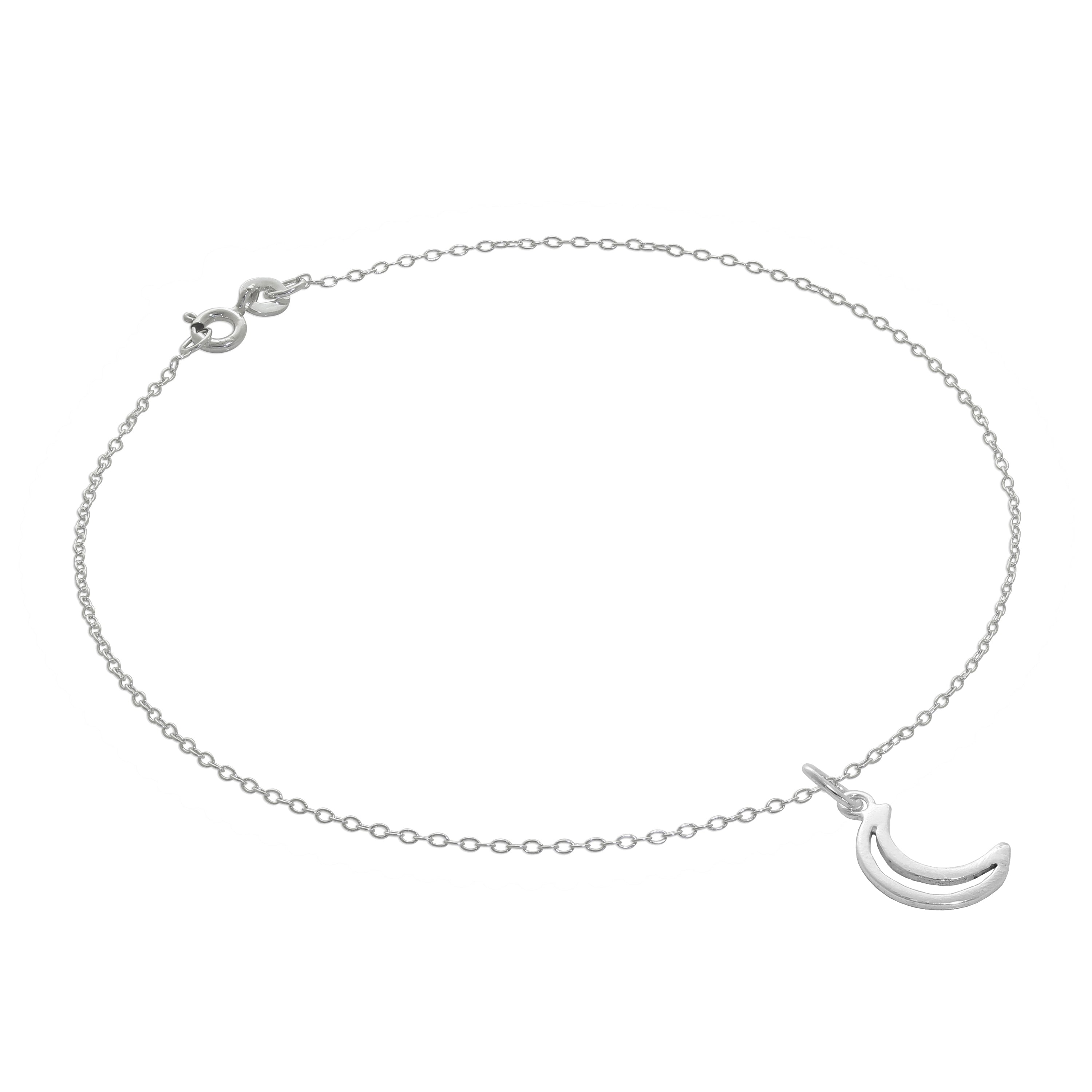 Fein Sterlingsilber Belcher Fußkette mit Mond Kontur - 25,5 cm
