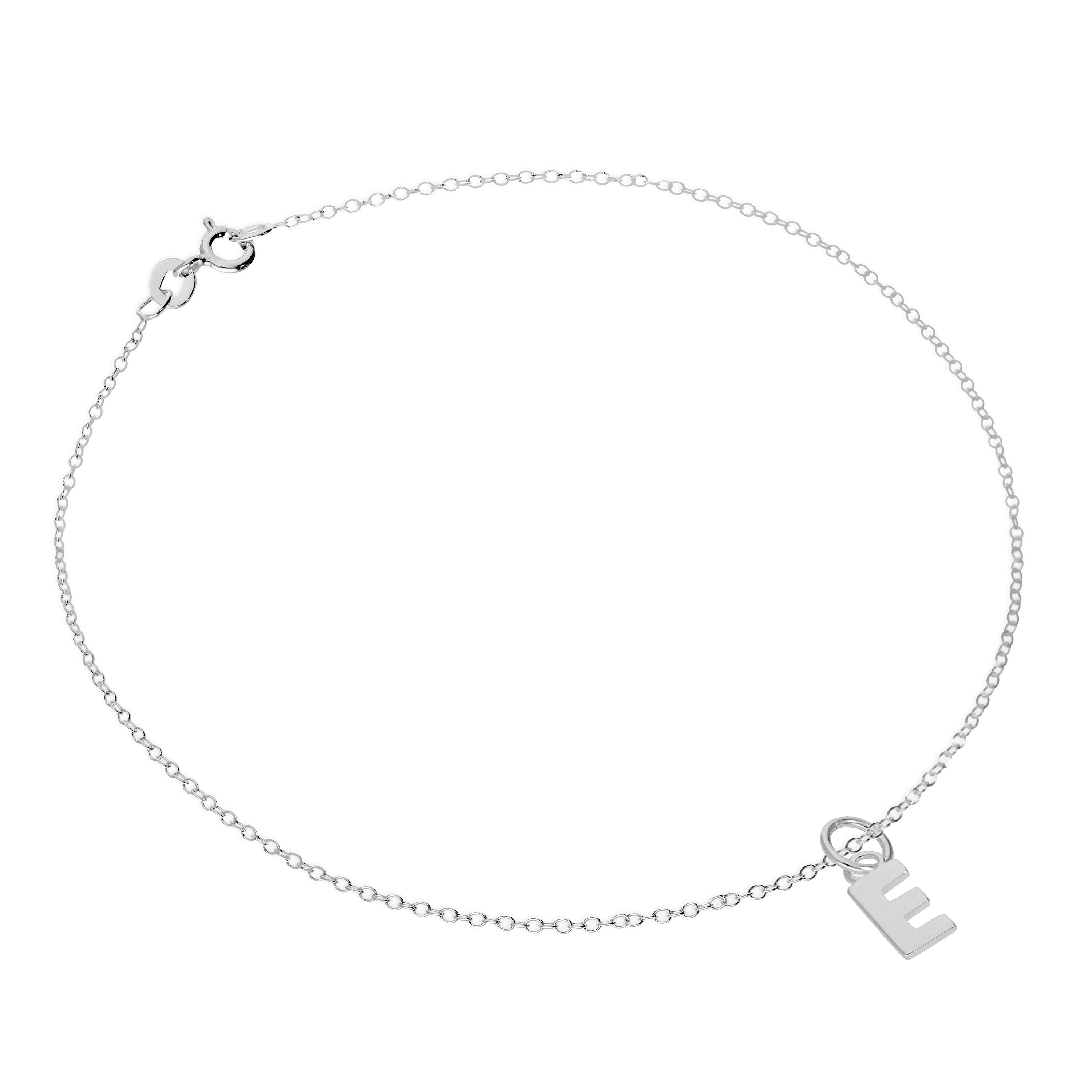 Feines Sterlingsilber Belcher-Fußkettchen mit Alphabet-Anhänger – 10 Zoll – A-Z