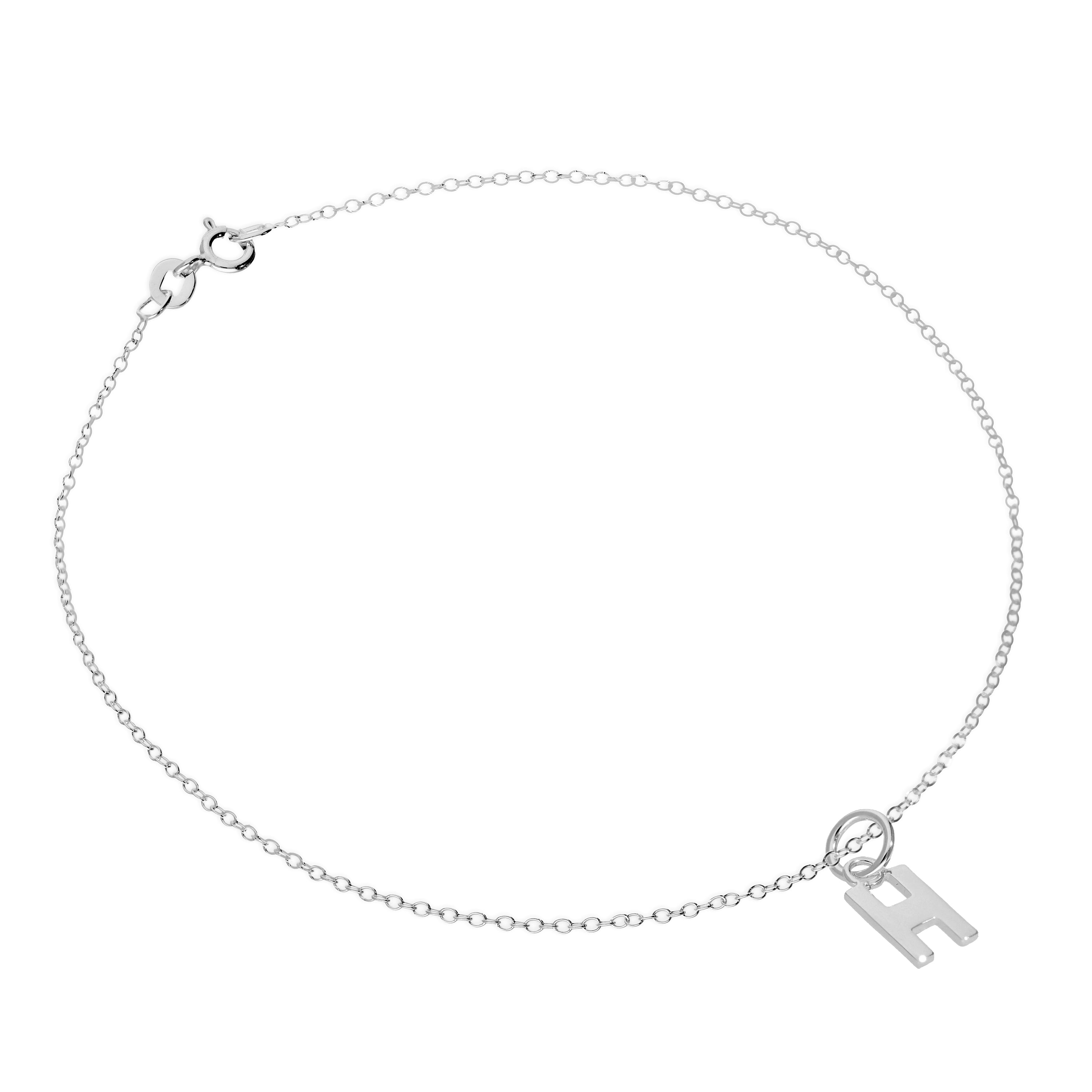 Feines Sterlingsilber Belcher-Fußkettchen mit Alphabet-Anhänger – 10 Zoll – A-Z